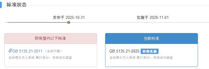 GB 5135.21-2025《自动喷水灭火系统 第21部分:末端试水装置》标准状态